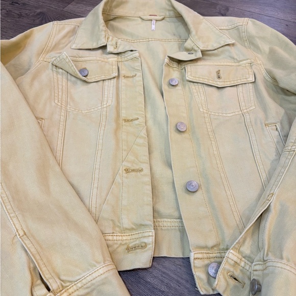 Free People Rumors Denim Jacket in Light Yellow - Picture 3 of 5